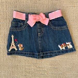Y2K Gymboree Paris puppy appliqué denim mini skirt 3-6 Months